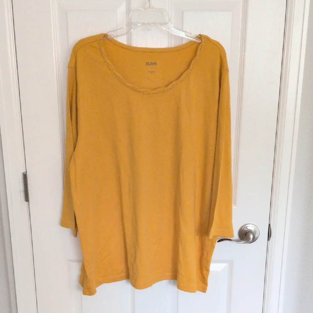NWOT Blair Dark Yellow 3/4 Sleeve Top - 3X